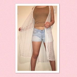 white lace sleeveless kimono jacket by xhiliration